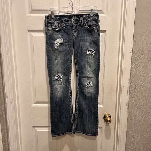 Silver Jeans‎ Womens 29x31 (30x28) Denim Pioneer Boot Cut Dark Wash Flap Pockets - Picture 1 of 13